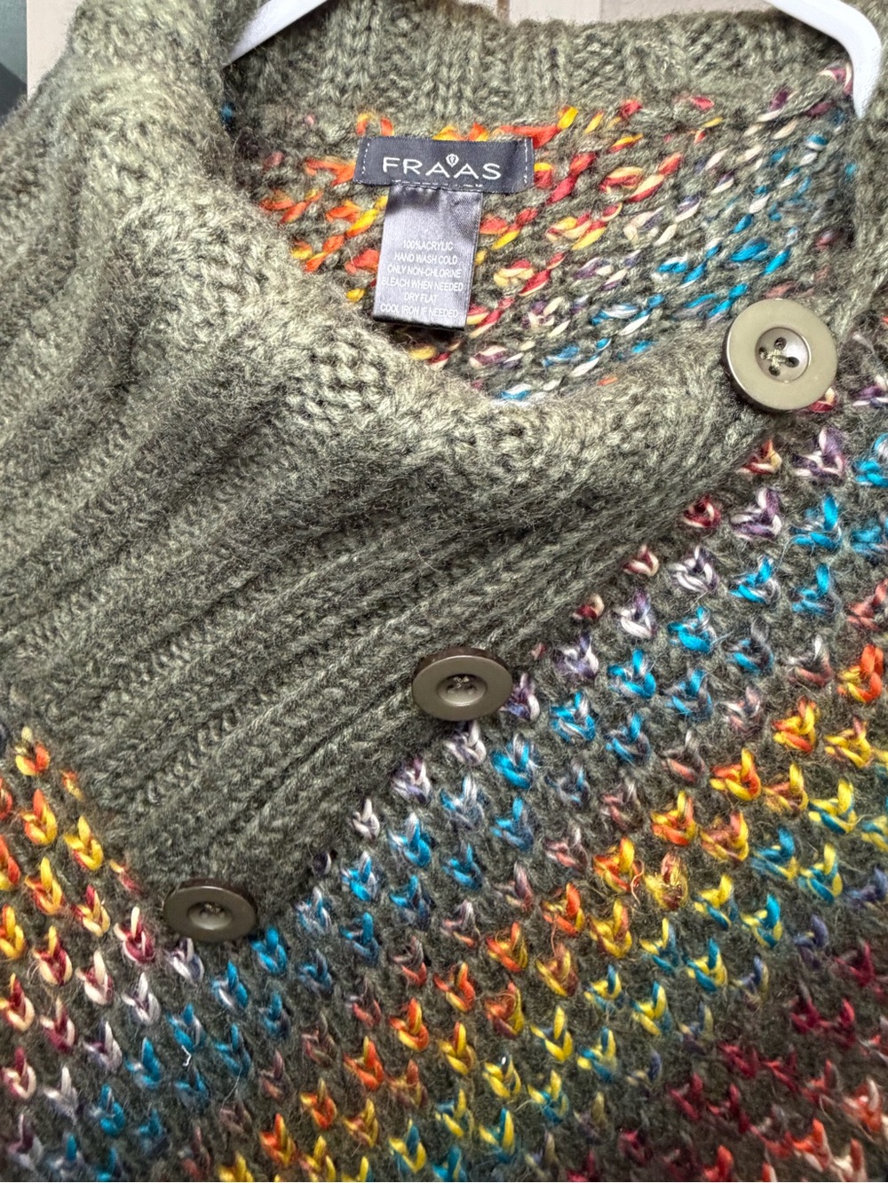 Fraas Olive Multicolor Knit Button-Up Cardigan
